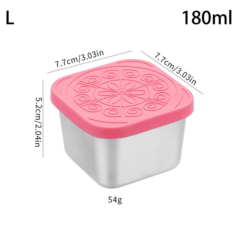 1 Stainless Steel Salad Box Snack Seasoning Container Silicone Lids Qme L Pink