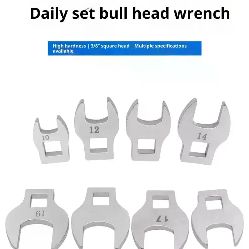 8Pcs 3/8 Inch Interchangeable Handle Bull Head Ratchet Wrench Set Medium Drive L-Shaped Horn Spanner Accessories Qme