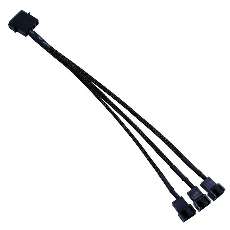 5pcs Splitter Black Sleeved 26.5cm Length Extension Cable Connector High Quality 4 Pin PWM Fan Cable 1 To 3 Ways Qme 5pcs