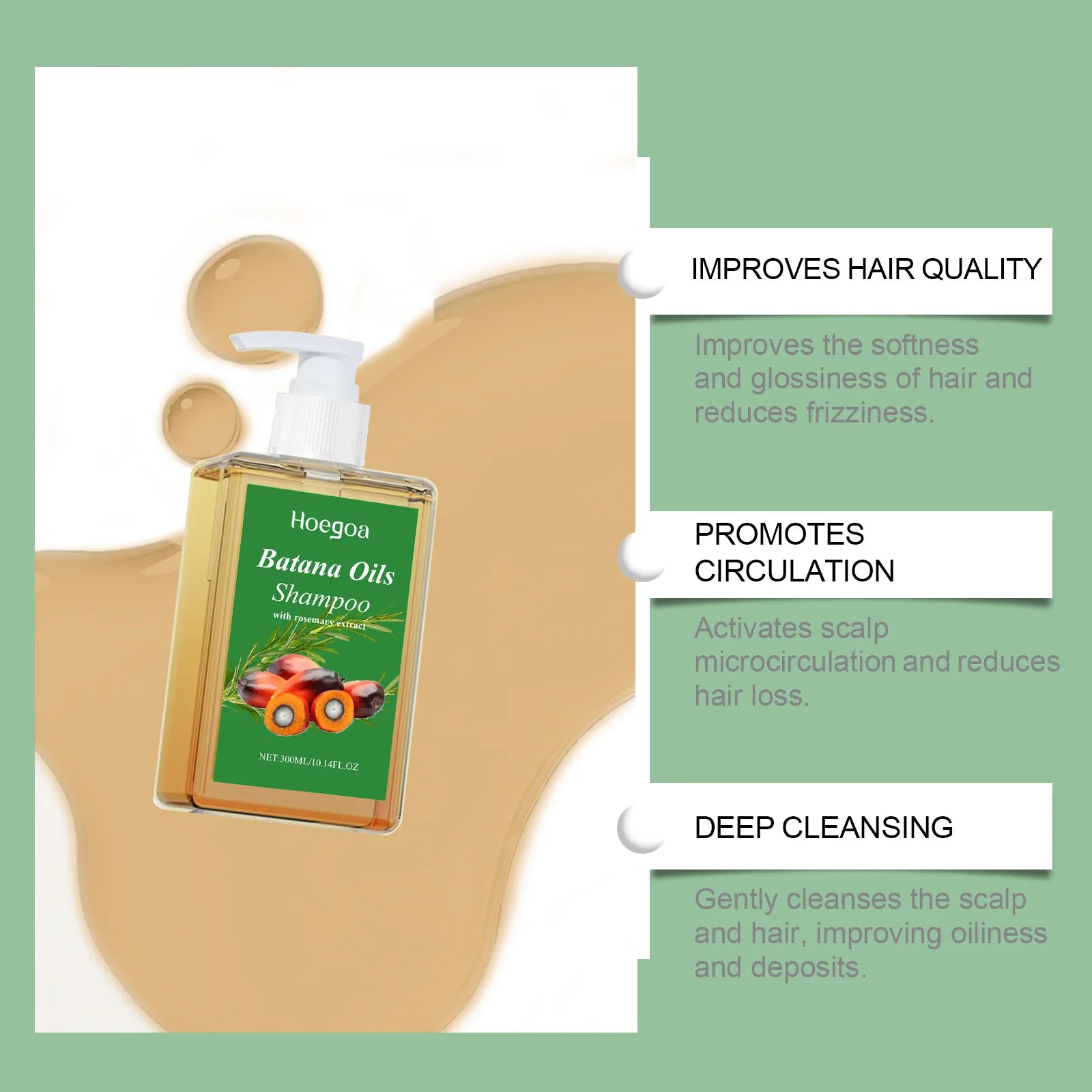 Organic Batana Oil Shampoo Soothing Scalp Intense Repair Batana Nourishing Shampoo with Rosemary Extract for All Hair Types Qme