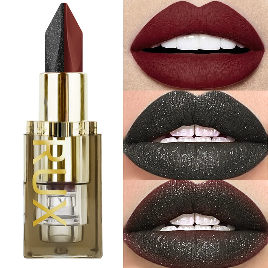 Glitter Waterproof Two-tone Lipstick Matte Non-stick Pearlescent Qme