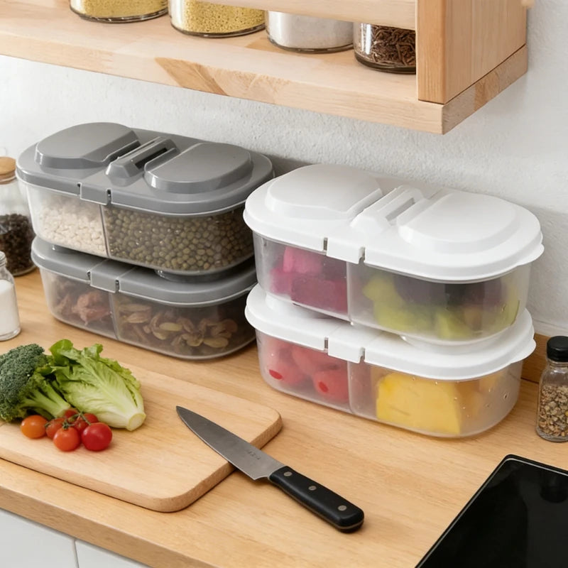 Double-compartment Airtight Food Storage Container Lid Plastic Flip Qme