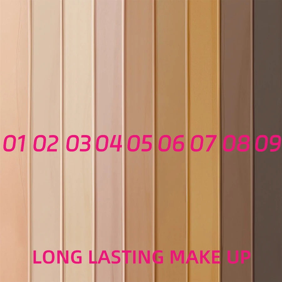 9 Shade Full Coverage Concealer Liquid Foundation Makeup Base Cushion Qme