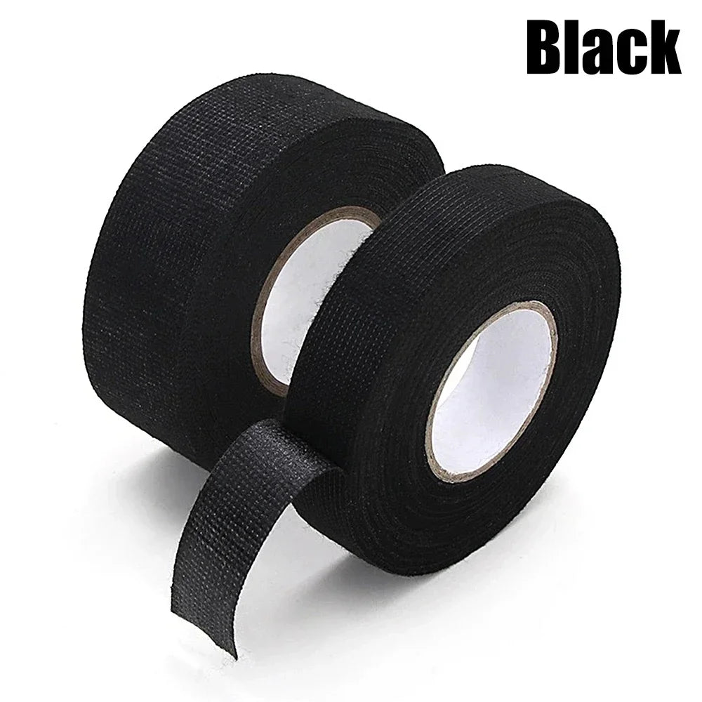 Automotive Cloth Tape Electrical Insulating Fabric Tapes Heat Resistance Thermal Car Tape Waterproof Soundproof Wires Tape Qme 20M Black 19mm