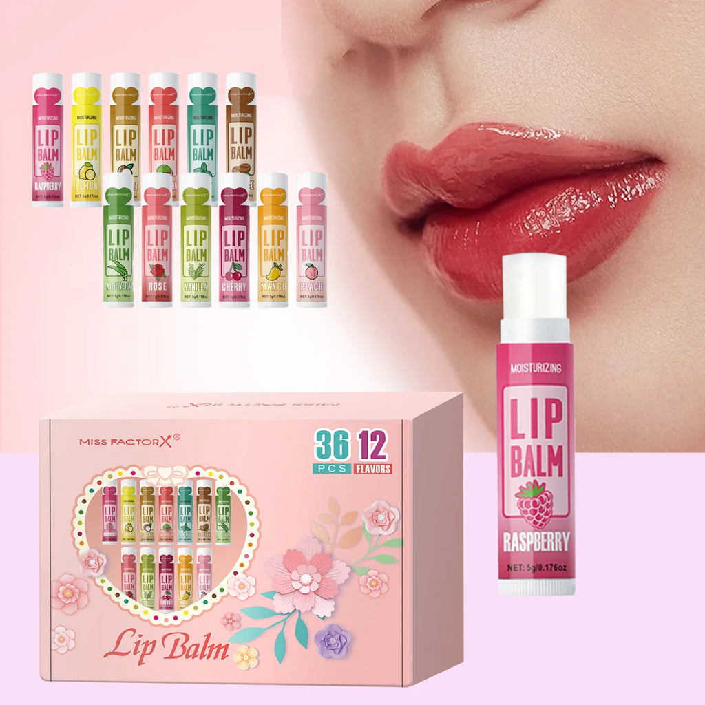 36PCS Moisturizing Lip Balm set 5g deep moisturizing and brightening lips Party gift for friends Qme
