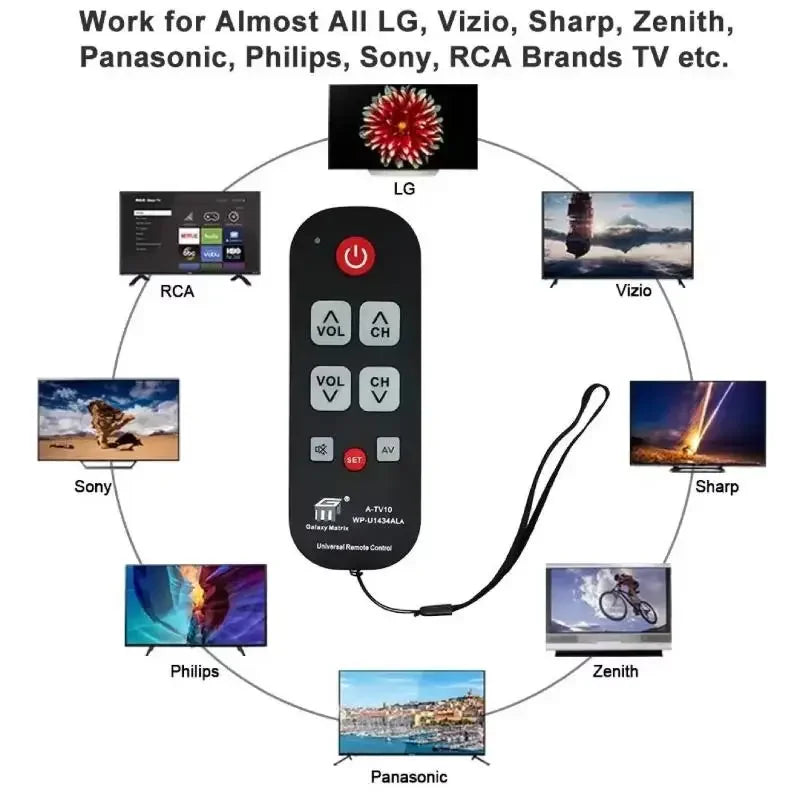 A-TV10 TV Remote Universal Controller Simple Waterproof Control LED Qme