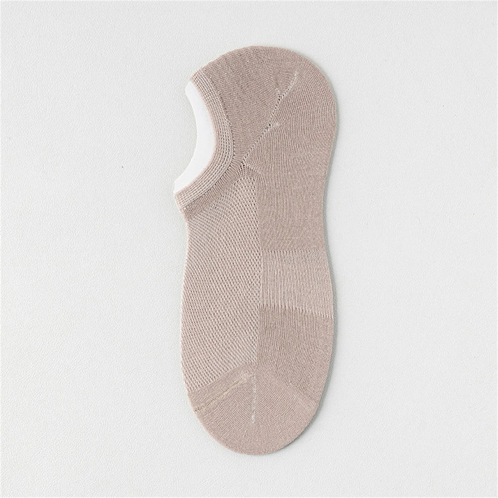 Men's Thin Mesh Boat Socks Non-slip Cotton sweat-absorbent and Odor-resistant Casual Low Cut Socke Sports Breathable Socks Qme 1pc Khaki One Size