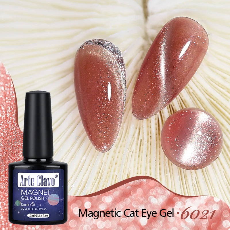 Arte Clavo Cat Eye Magnetic Gel Polish Green Red Semi Permanent Soak Qme 6021