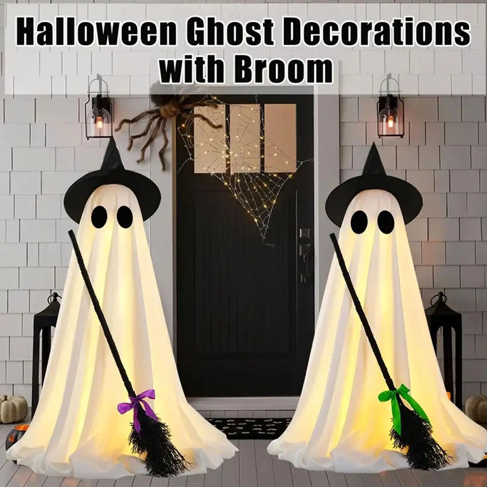 Halloween Standing Light Up Ghost Spooky Decor Lights Glowing Qme