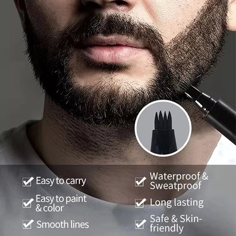 Instant Beard Filler Pen Brush Comb Disposable Waterproof Moustache Qme