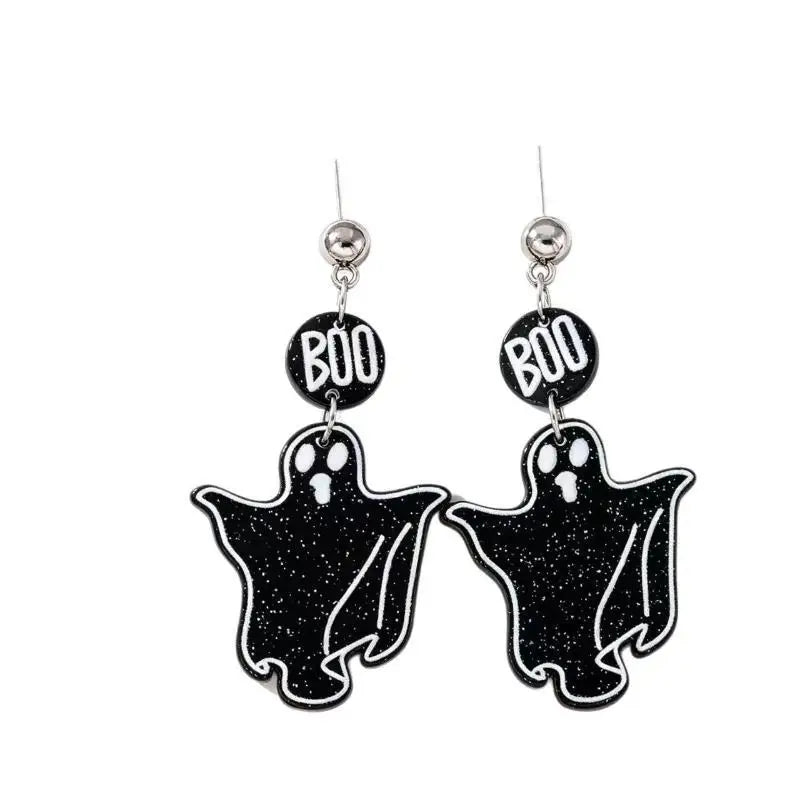 Black Bat Dangle Earrings Hypoallergenic Stainless Steel Hooks Gothic Jewelry for Halloween Cosplay Party Qme