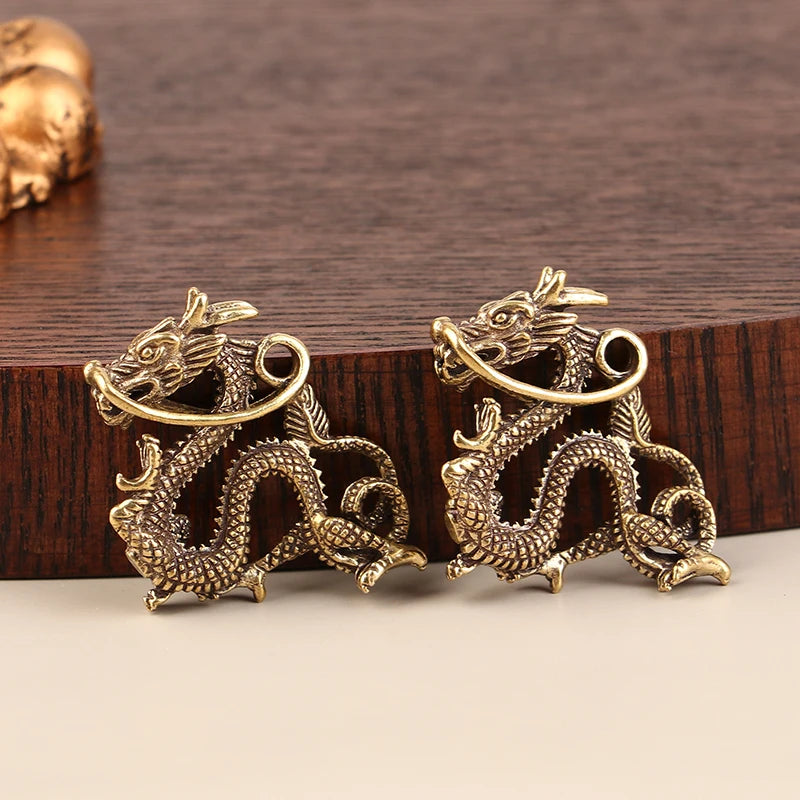 Dragon Luck Animal Fengshui Vintage Decors Retro Brass Figurine Decor Qme