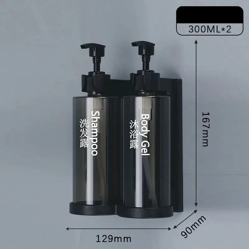 Liquid Soap Dispensers No Drill Shampoo Conditioner Body Wash Qme 300ml-2Pcs