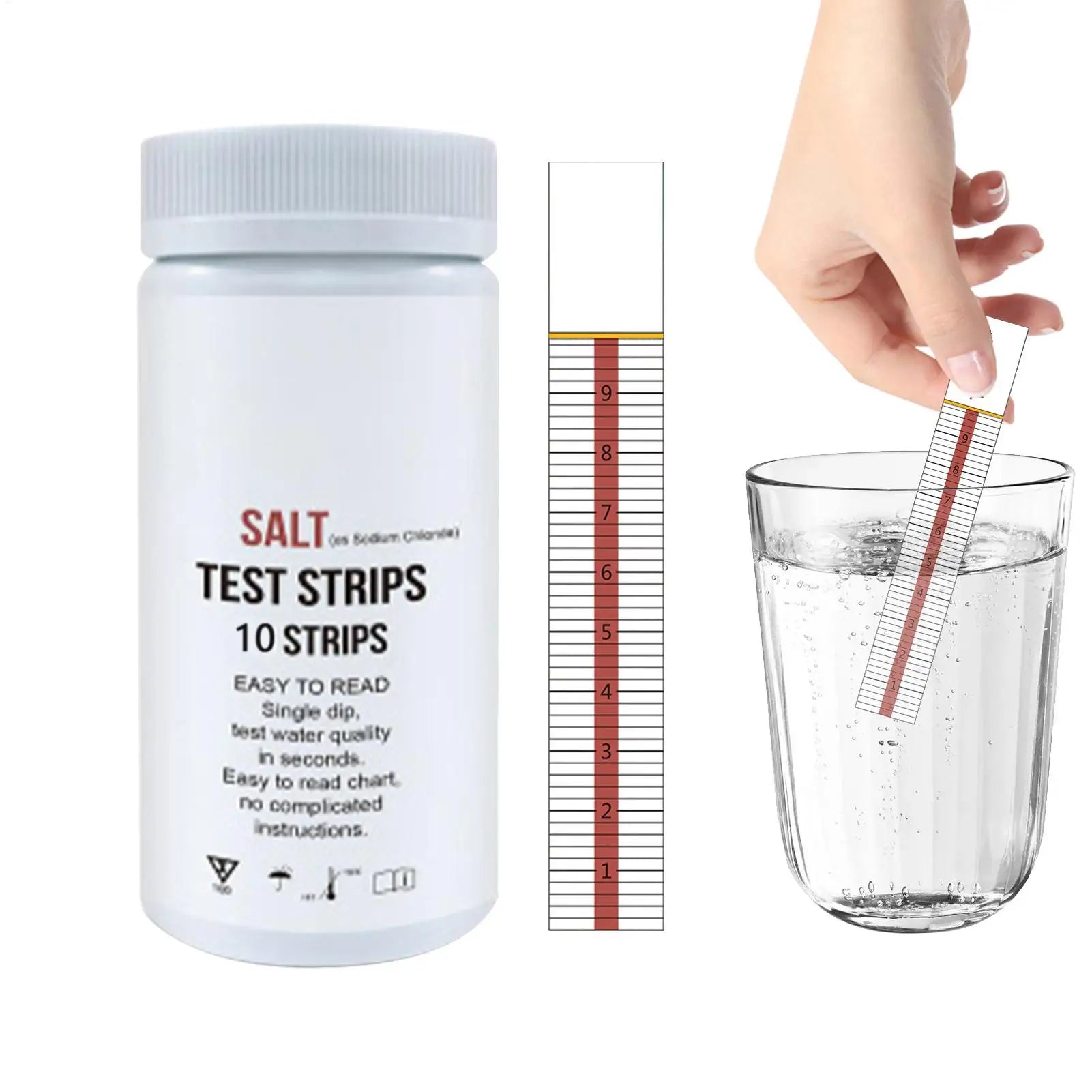 Pool Salt Test Strips Pool Saltwater Detection Paper Water Testing Supplies for Water Hot Tub Spa and Swimming Pool Qme