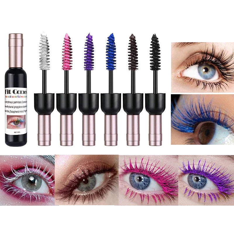 1PC Colorful Eyelash Mascara EyeLashes Extension Curling Lengthen White Purple Cosplay Makeup Glitter Point Diamond Mascara Qme