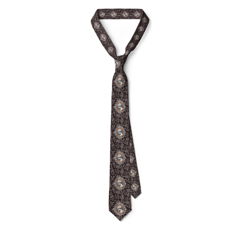 Men's Slim Fit 3D Printed Tie Flower Skull Harajuku Business Formal Qme