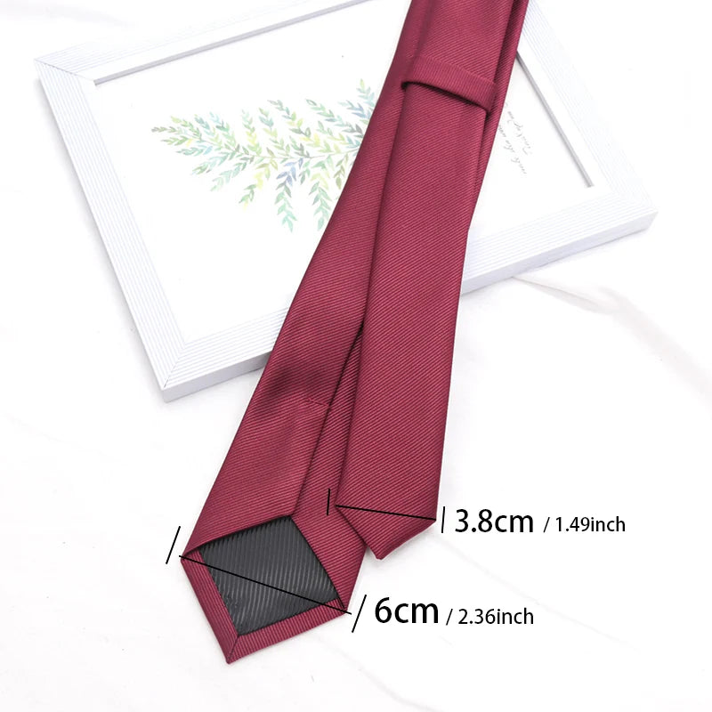 Mens Ties Champagne Red Black Solid Skinny Necktie Women Casaual Qme
