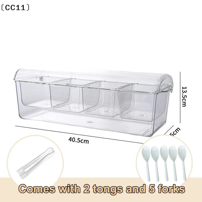 Chilled Condiment Server 5 Compartment Acrylic Lid Clear Salad Qme