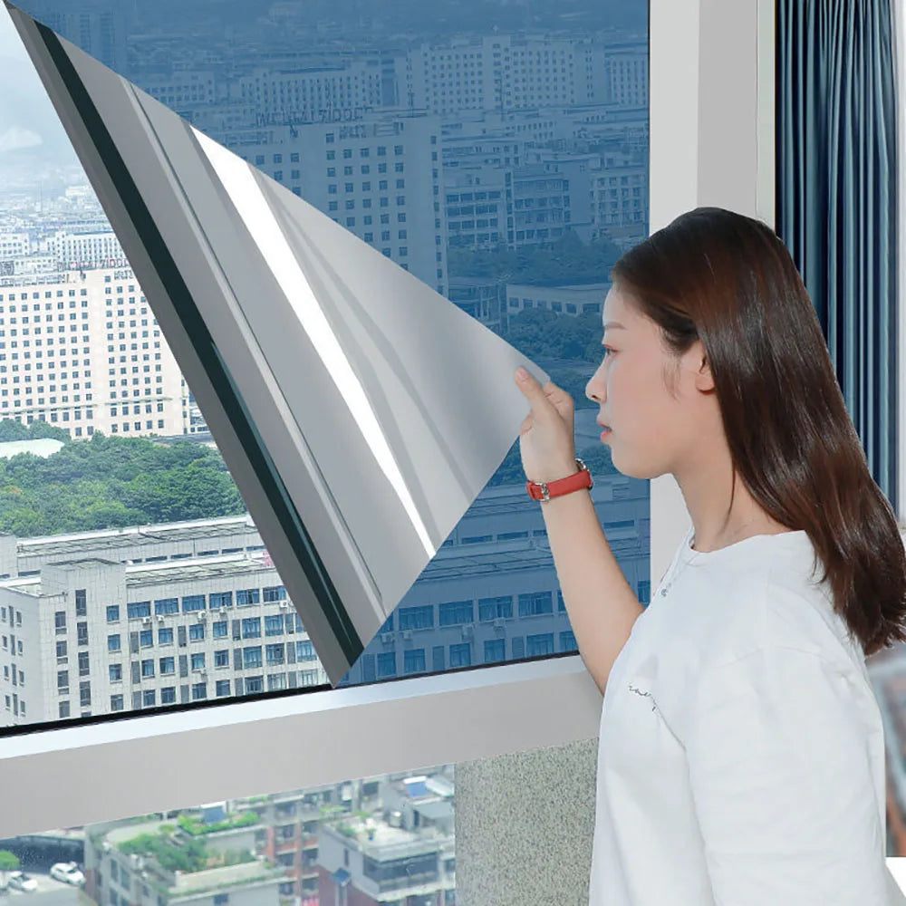 Unidirectional Mirror Window Film Protection Insulation Glass Film Privacy Home Window Balcony Sunscreen Sticker Qme