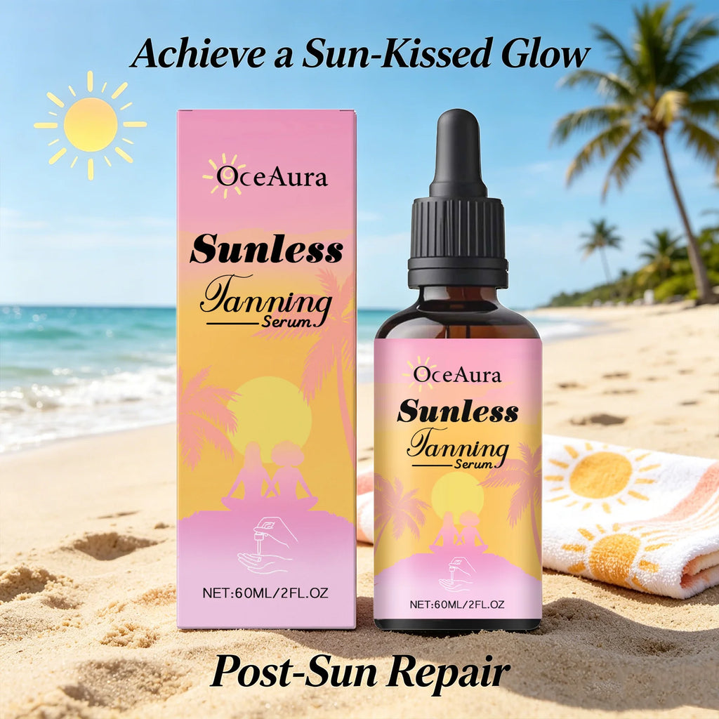 OceAura Sunless Tanning Serum Natural Bronze Gentle Deep Nourishing Even Skin Tone Dullness Reducing Sun Free Tanning Care Drops Qme