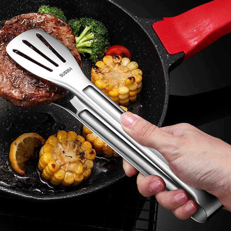 Stainless Steel Food Tongs Barbecue Tongs Meat Salad Steak Food Serving Clip Tweezers Long BBQ Cooking Tongs Kitchen Utensils Qme