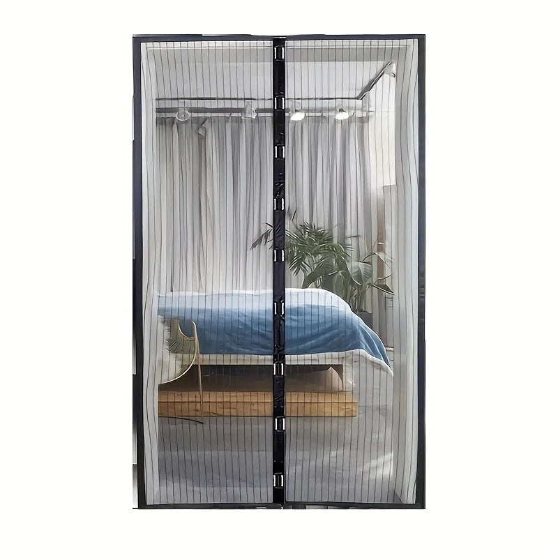 100Cm x 210cm magnetic mosquito repellent curtain - black and gold vertical slats for homes, restaurants, hotels - summer use Qme 1pc Black