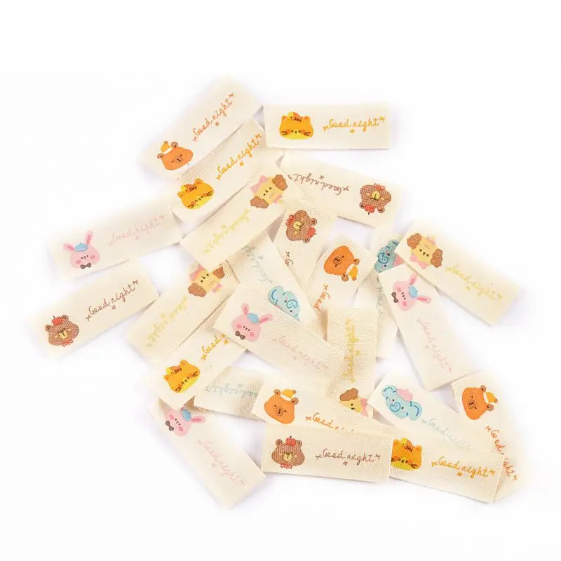 50pcs 15×40mm Mixed Cartoon Animals Pattern cotton Label Handmade DIY Clothing Shoe Bag Labels Artistic Decorations cp3807 Qme 15x40mm cp3807-mix