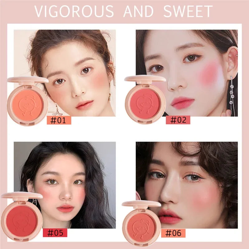 New 6 Colors Blush Makeup Palette Mineral Powder Red Rouge Lasting Natural Cream Cheek Tint Orange Peach Pink Blush Cosmetic Qme
