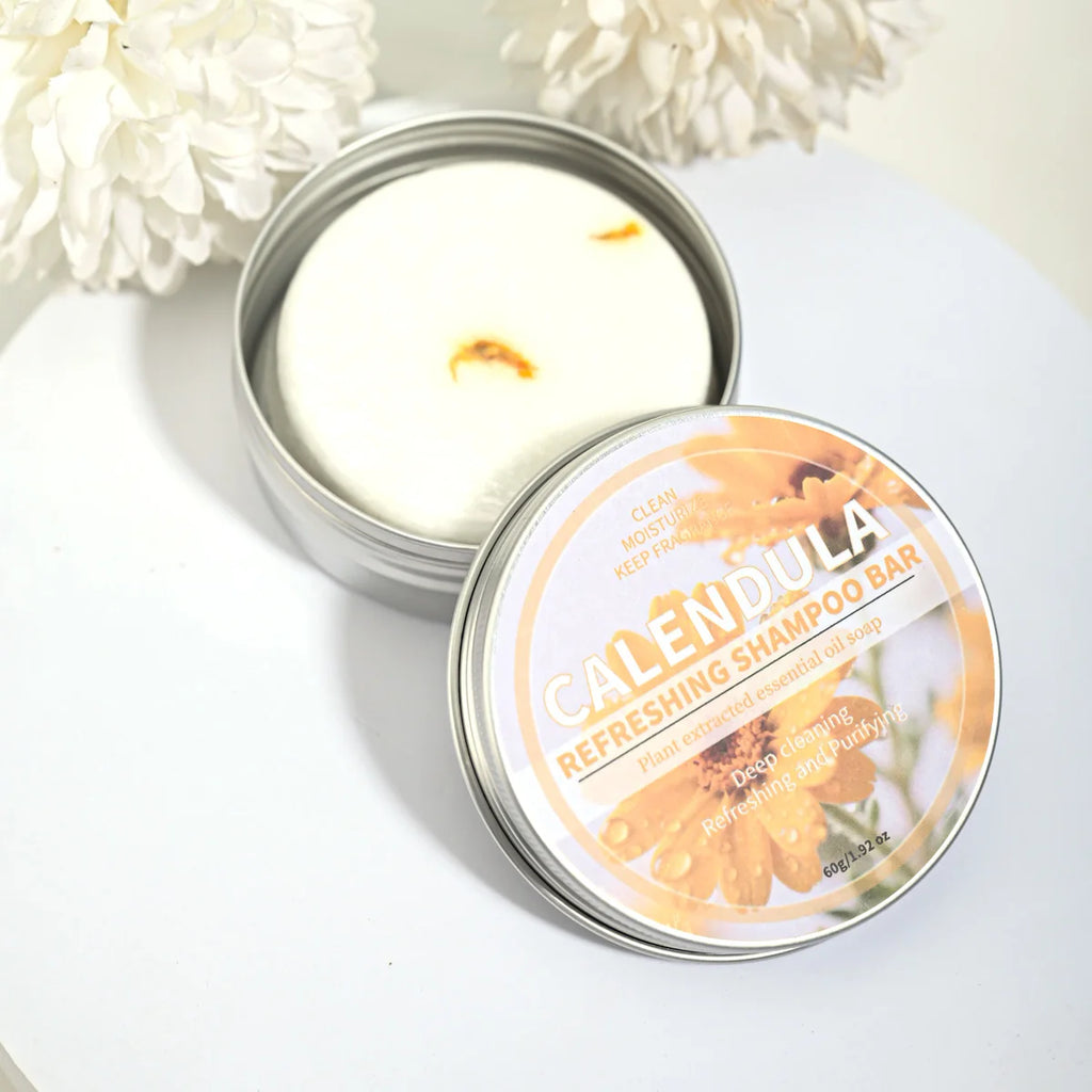 Calendula Shampoo Bar Herbal Essential Oil Hair Care Soap Deep Qme