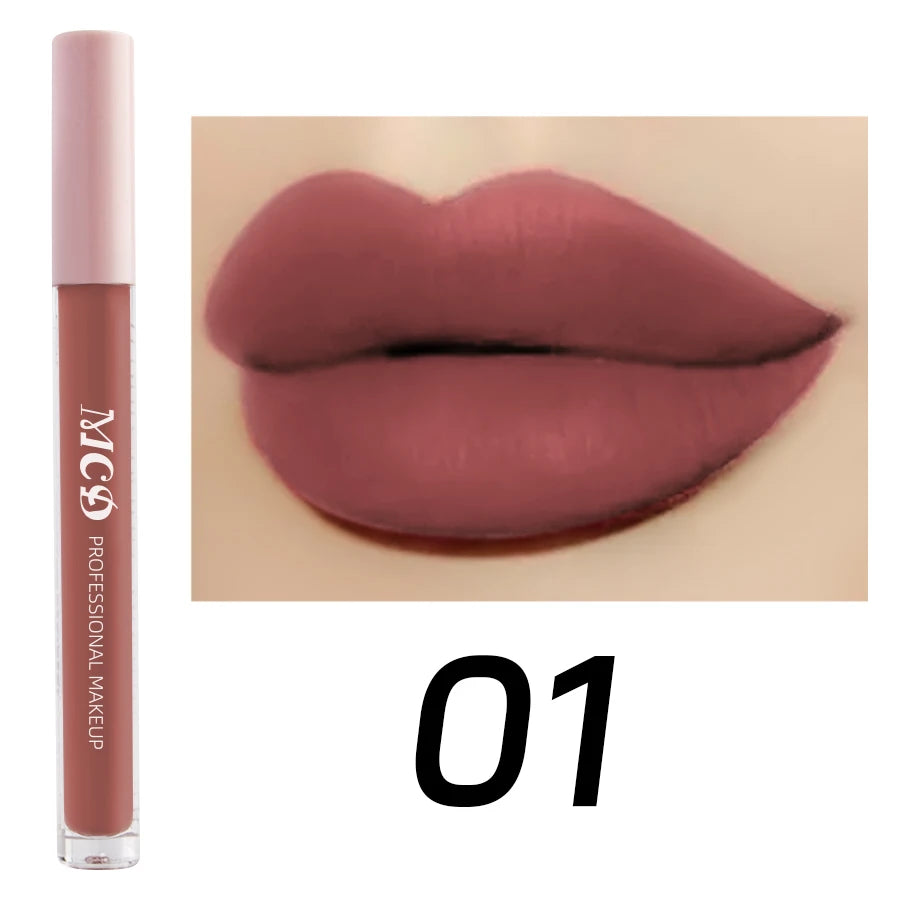 Dark Brown Matte Velvet Lip Gloss Waterproof Liquid Lipstick Nude Qme 01
