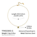 Minimalist Stainless Steel Pendant Necklace Square Colorful Zircon Jewelry for Work Business Casual Outfit Qme A1