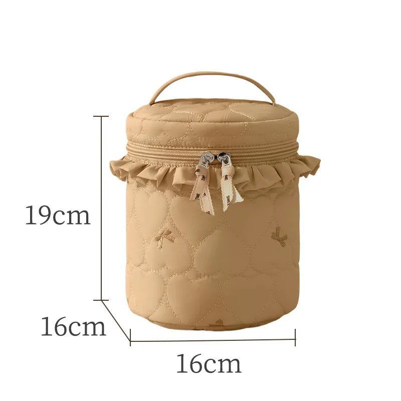A New Bow Pattern Women Makeup Bag Toiletries Cosmetic Organizer Zipper Bag Travel Wash Pouch Cosmetic Bag Female Make Up Bags Qme brown