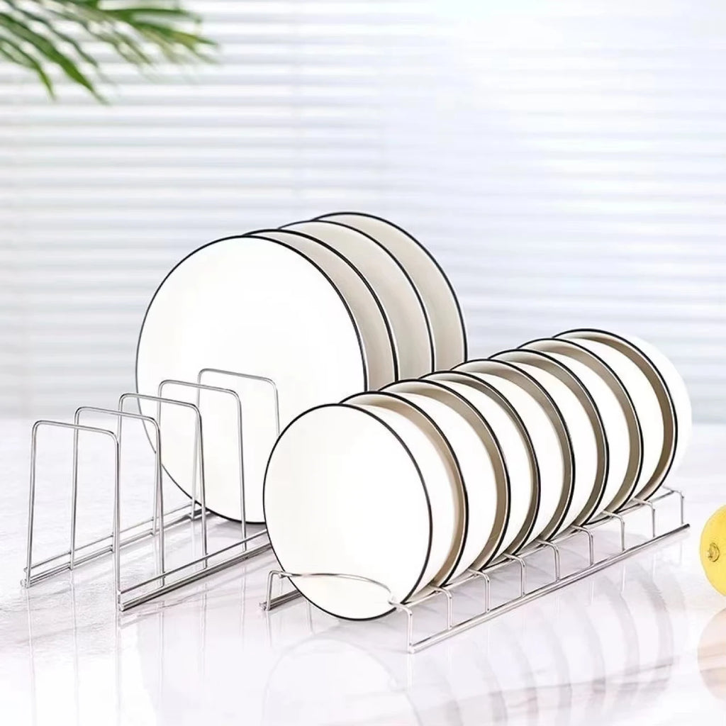 Stainless Steel Dish Draining Rack Multipurpose Silver Plates Storage Rack Space Saving Bowls Plates Drainer Holder Kitchen Qme