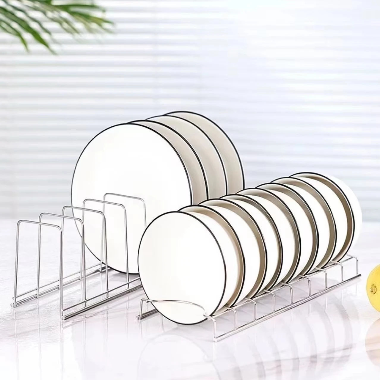 Stainless Steel Dish Draining Rack Multipurpose Silver Plates Storage Rack Space Saving Bowls Plates Drainer Holder Kitchen Qme