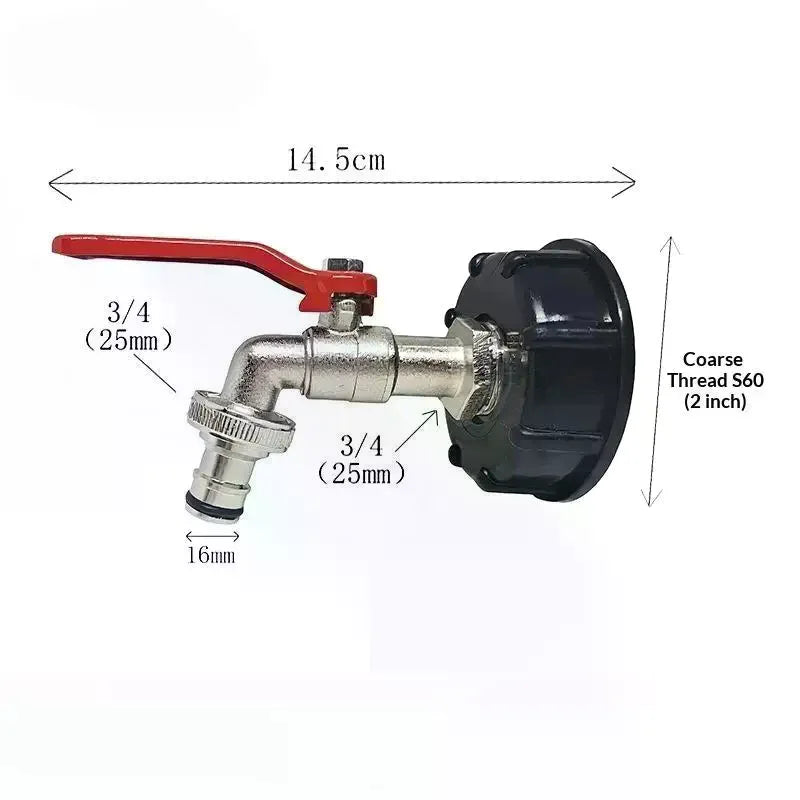 1 Set Heavy Duty Brass IBC Tank Faucet Leak Proof Universal Hose Adapter For Garden Irrigation With Free Seal Tape Qme