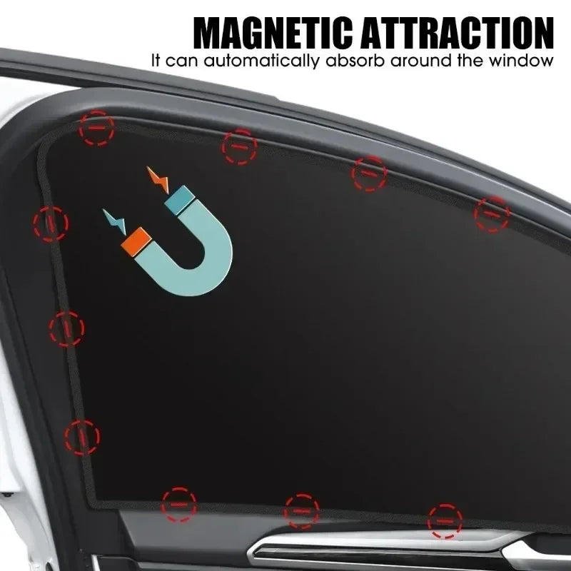 2025 Magnetic Car Sunshade Cover Summer UV Protection Side Rear Window Curtain Black Mesh Sun Shade Cover Auto Car Accessories Qme