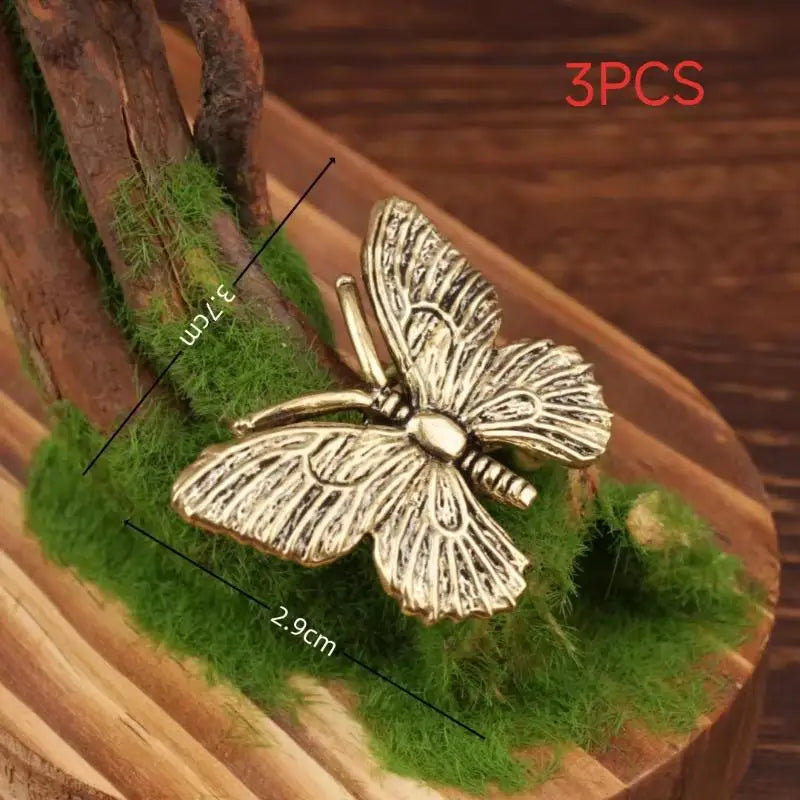 1/3/5Pcs Insect Animal Model Desk Decor Brass Butterfly Statue Office Ornament Vintage Tea Table Decoration For Living Room Qme 3pcs