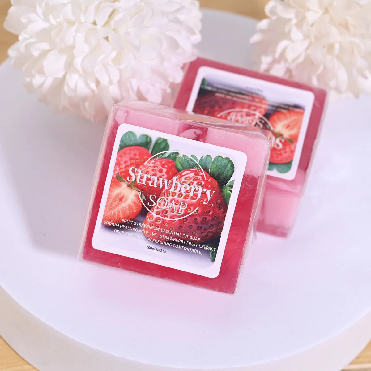 B+fruit Strawberry Soap Plant Essential Oil Deep Cleansing Handmade Qme