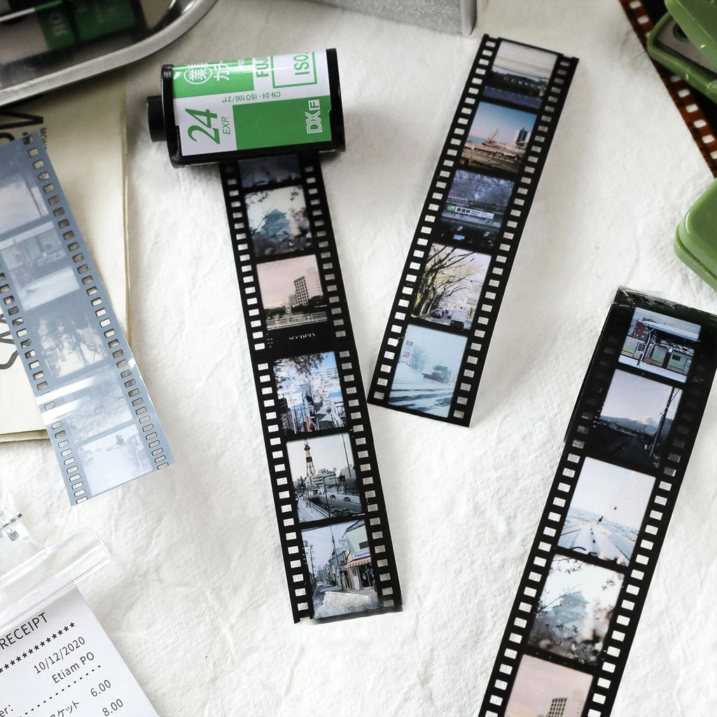 25mm*2m Vintage Film PET Tapes DIY Scrapbooking Collage Stationery Decor Journalling Materials Adhesive Labels Tapes Qme
