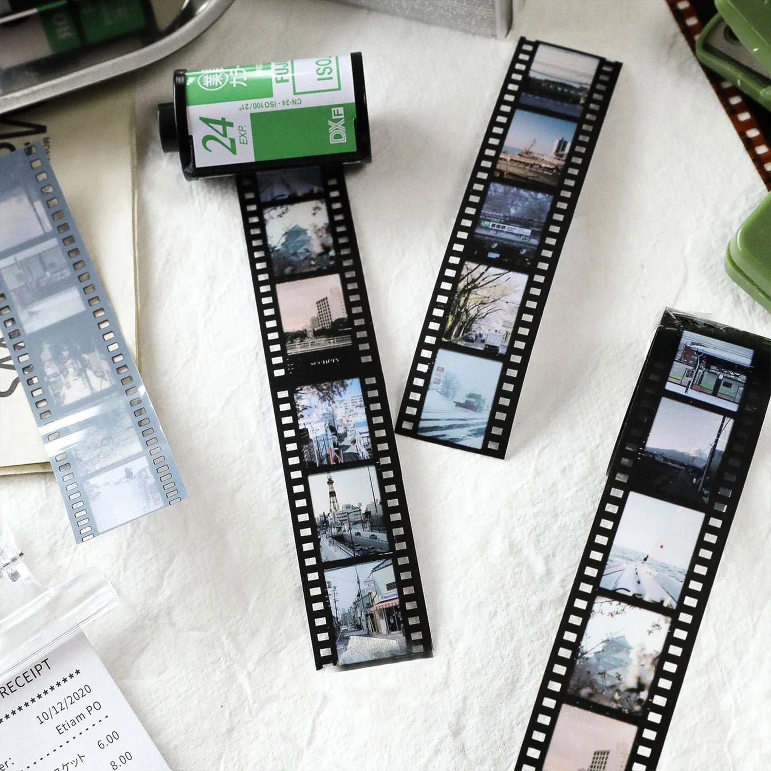 25mm*2m Vintage Film PET Tapes DIY Scrapbooking Collage Stationery Decor Journalling Materials Adhesive Labels Tapes Qme