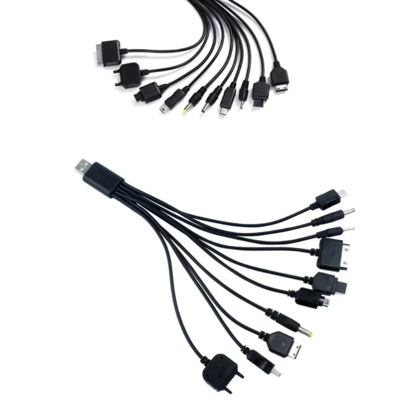 5pcs USB Multi-head Ten In One Charging Cable Mobile Phone 10 In 1 Multi-head Charging Cable 0.23 Meters Qme