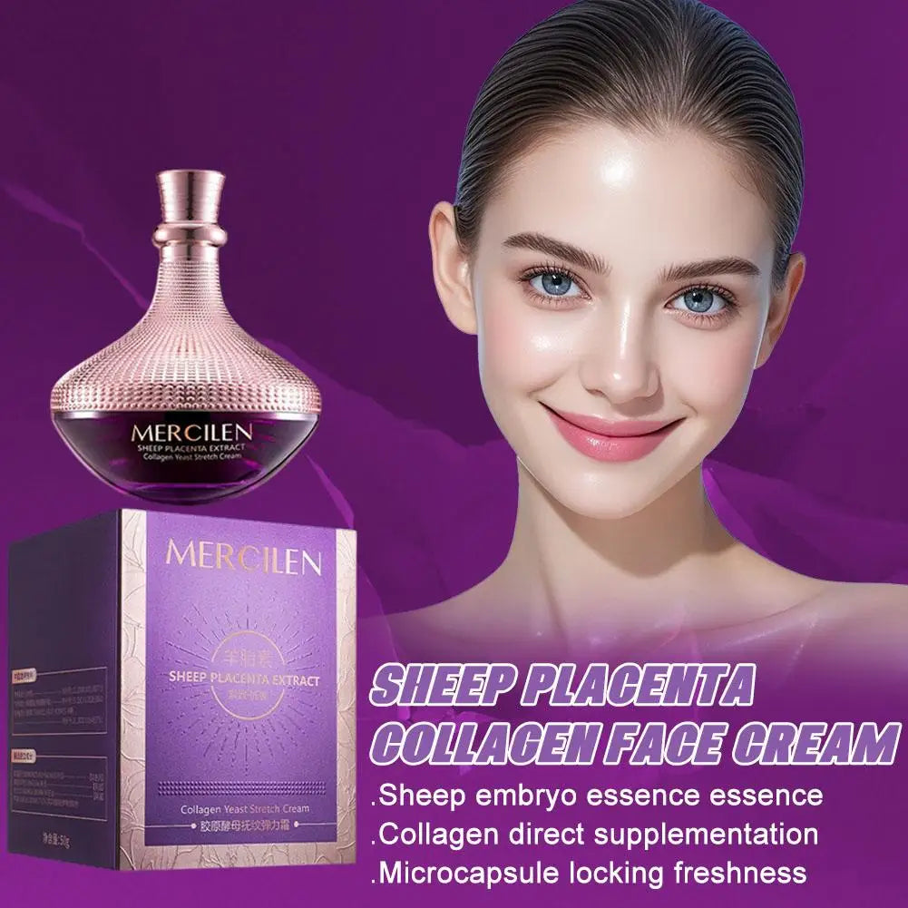 Collagen Facial Cream Sheep Placenta Yeast Elastic Moisturizing Qme