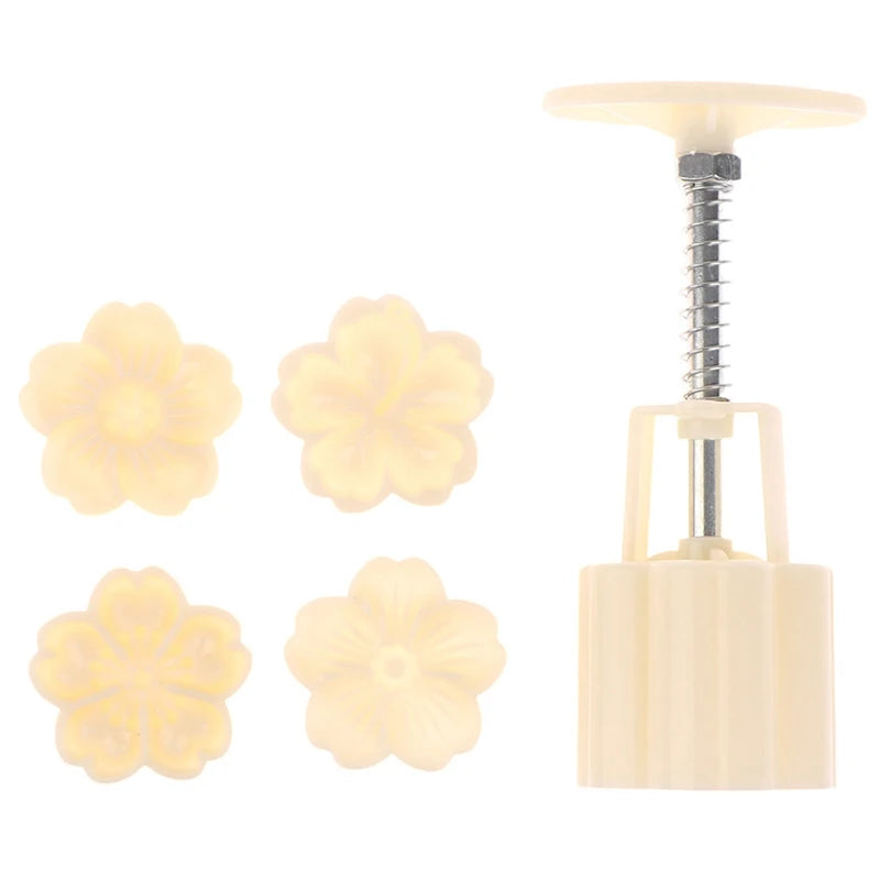 Cherry Blossom Mooncake Mold DIY Mid-autumn Festival Hand Press Qme ONE SIZE