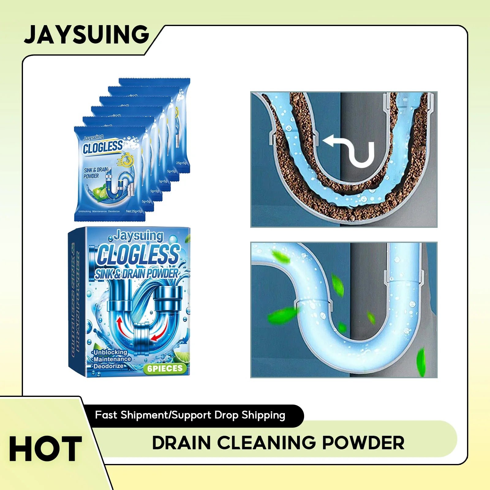 Drain Cleaning Powder Eliminate Stubborn Clogs Kitchen Sewer Power Pipes Channel Remover Prevent Blockage Pipe Dredging Agent Qme Default Title