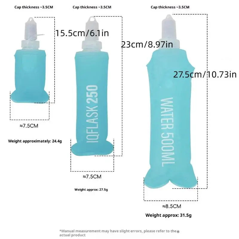 Folding Water Bottle TPU Collapsible Soft Flask Outdoor Sport Hiking Qme