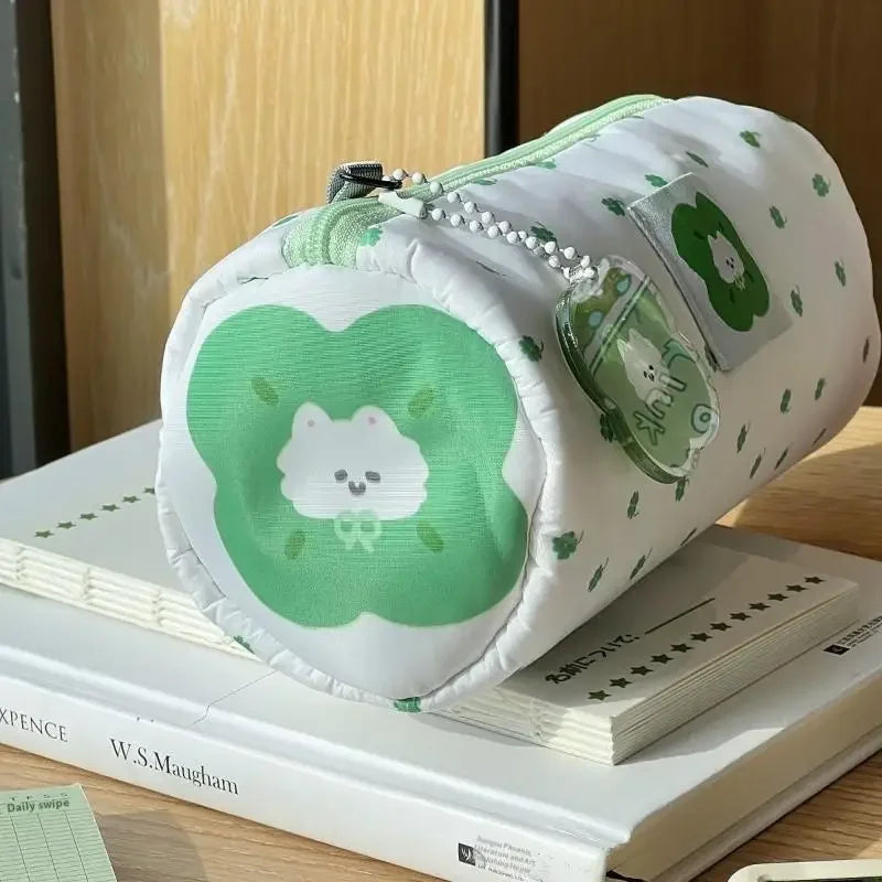 Cute Sizeable Four-leaf Clover Kitten Themed Organizer Pencils Qme