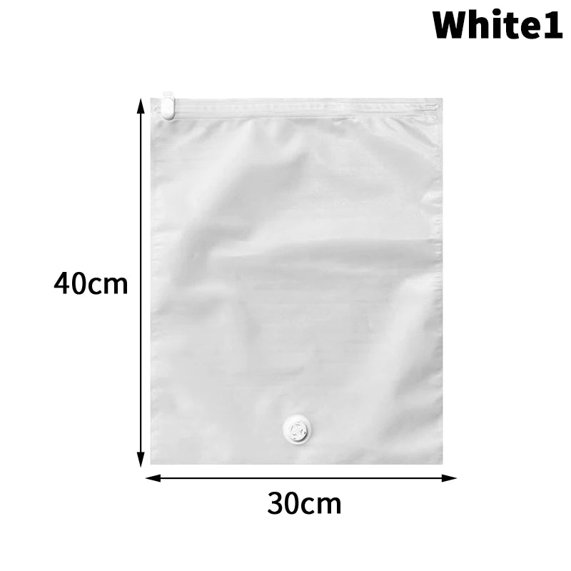 Reusable Hand Roll Vacuum Bags For Travel Waterproof Vacuum Compression Bag Luggage Vacuum Wardrobe Clothing Storage Bag Qme whiteS