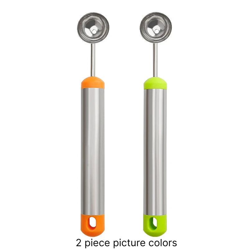 A Multi functional stainless steel fruit scoop, homemade fruit platter, dessert specific tool, fruit salad decoration accessory Qme 2 piece