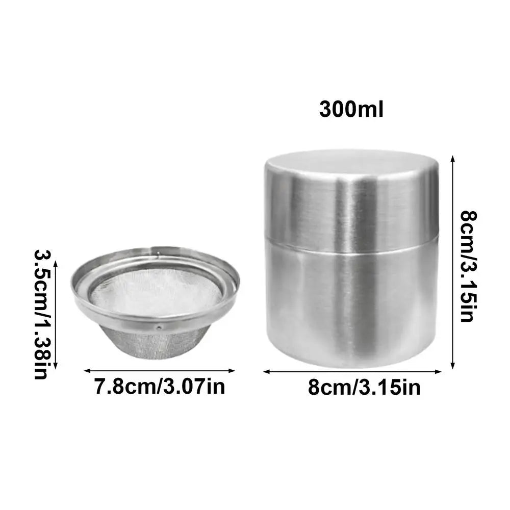 Tea Canister Stainless Steel Airtight Storage Jar Powder Sifter 40 Qme Silver CN