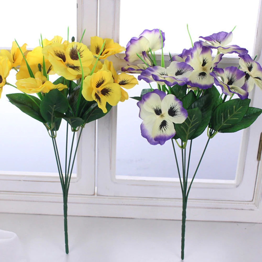 1 Pc Artificial Pansy Flowers Fake Flower For Wedding Party Home Plant Bunch Balcony Decoration Artificial Flowers Qme